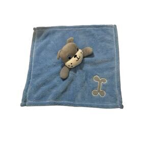 Baby Gear Plush Gray Dog Bone Puppy Dog Blue Security Blanket Lovey Blankie